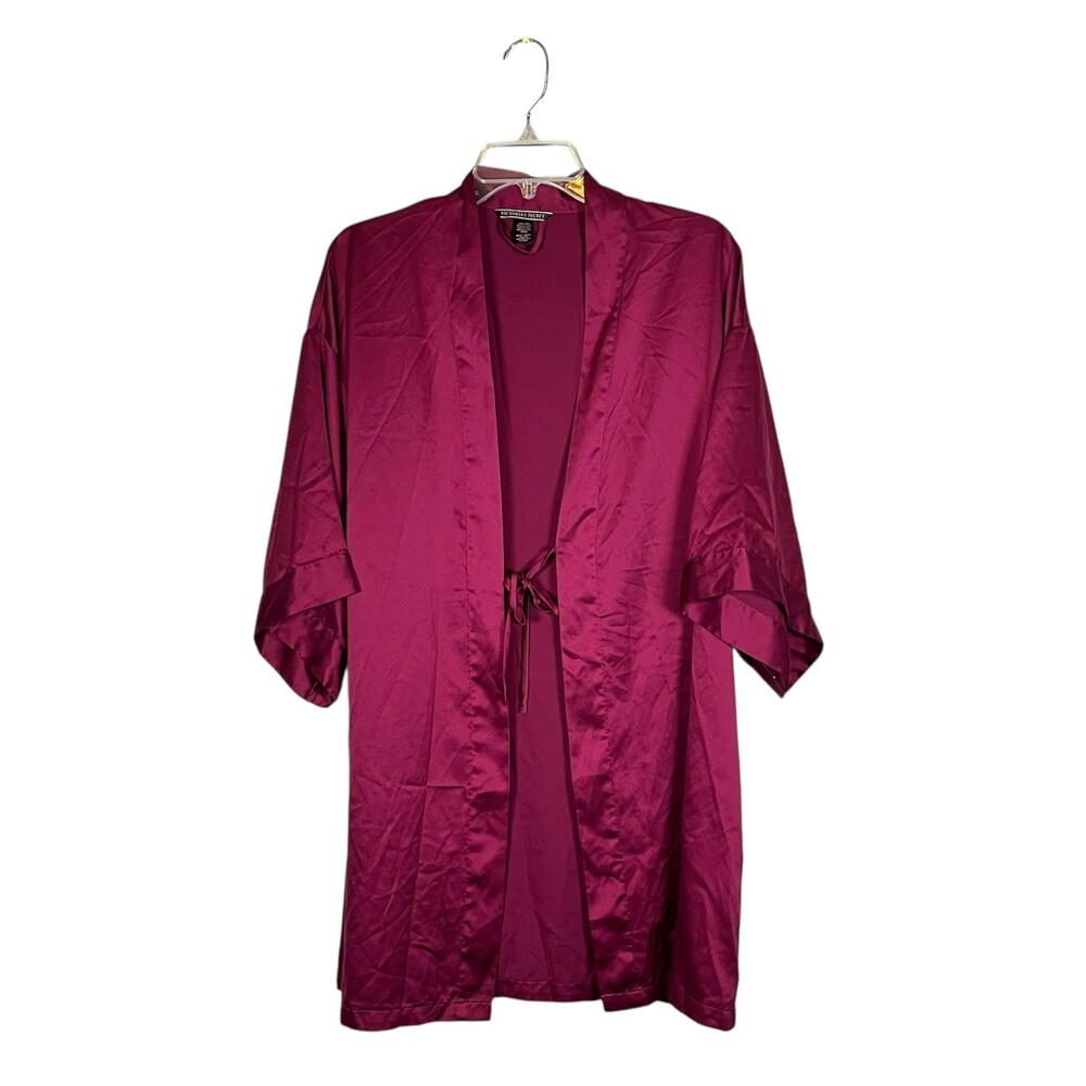 Victorias Secret Pink Womens XS Lingerie Y2K Tie Waist Satin Robe Kimono